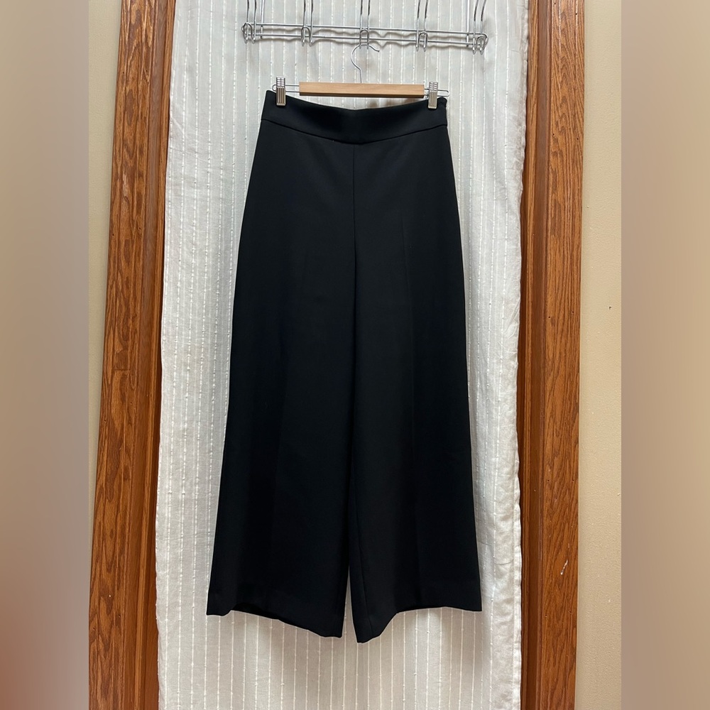 Zara Dress Pants Womens M Black Wide Leg High Rise Business Career